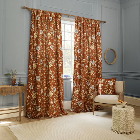 Porcelain Garden Pencil Pleat, Rust - Ready Made Curtains - Image 3